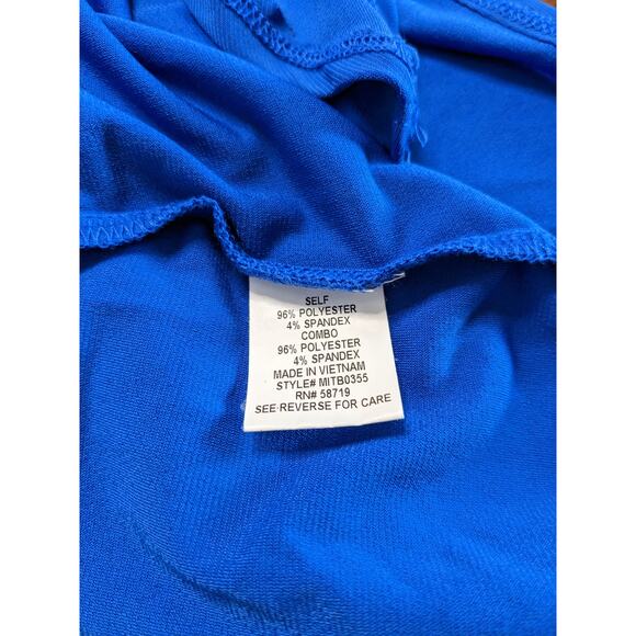 Notations Sleeveless Blouse Medium Blue Button Up V Neck Knot Front Piping Trim - Picture 6 of 10